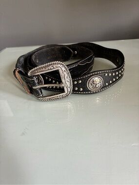 Vintage Embossed & Studded Leather Western Belt